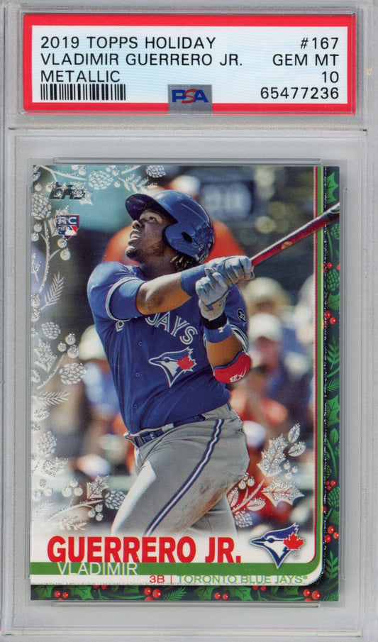 Graded 2019 Topps Holiday Vladimir Vlad Guerrero Jr. #167 Metallic Rookie RC Baseball Card PSA 10 Gem Mint