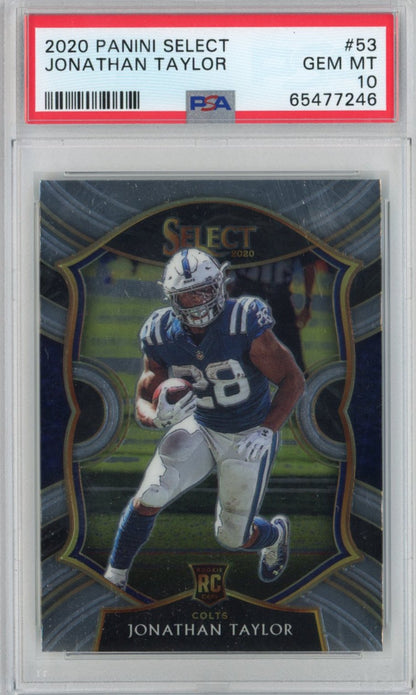 Graded 2020 Panini Select Jonathan Taylor #53 Concourse Rookie RC Football Card PSA 10 Gem Mint
