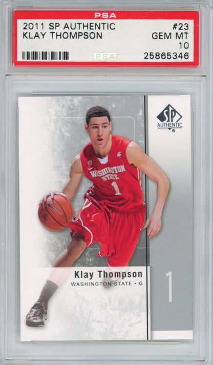 Graded 2011-12 Upper Deck UD SP Authentic Klay Thompson #23 Rookie RC Basketball Card PSA 10 Gem Mint