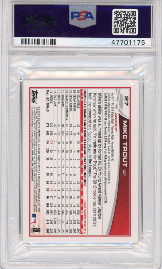 Graded 2013 Topps Mini Mike Trout #27 Sliding Rookie Cup RC Baseball Card PSA 10 Gem Mint