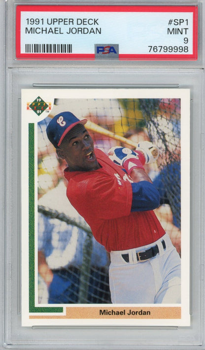 Graded 1991 Upper Deck UD Michael Jordan #SP1 Rookie RC Baseball Card PSA 9 Mint