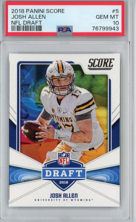 Graded 2018 Panini Score Josh Allen #5 NFL Draft Rookie RC Football Card PSA 10 Gem Mint