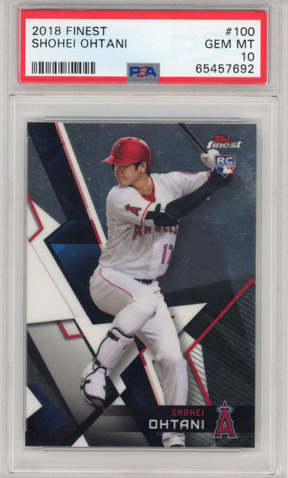Graded 2018 Topps Finest Shohei Ohtani #100 Rookie RC Baseball Card PSA 10 Gem Mint