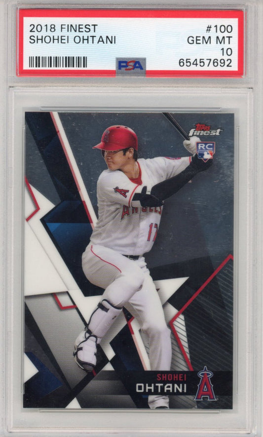 Graded 2018 Topps Finest Shohei Ohtani #100 Rookie RC Baseball Card PSA 10 Gem Mint