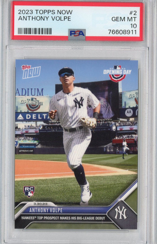 Graded 2023 Topps Now Anthony Volpe #2 Rookie RC Baseball Card PSA 10 Gem Mint