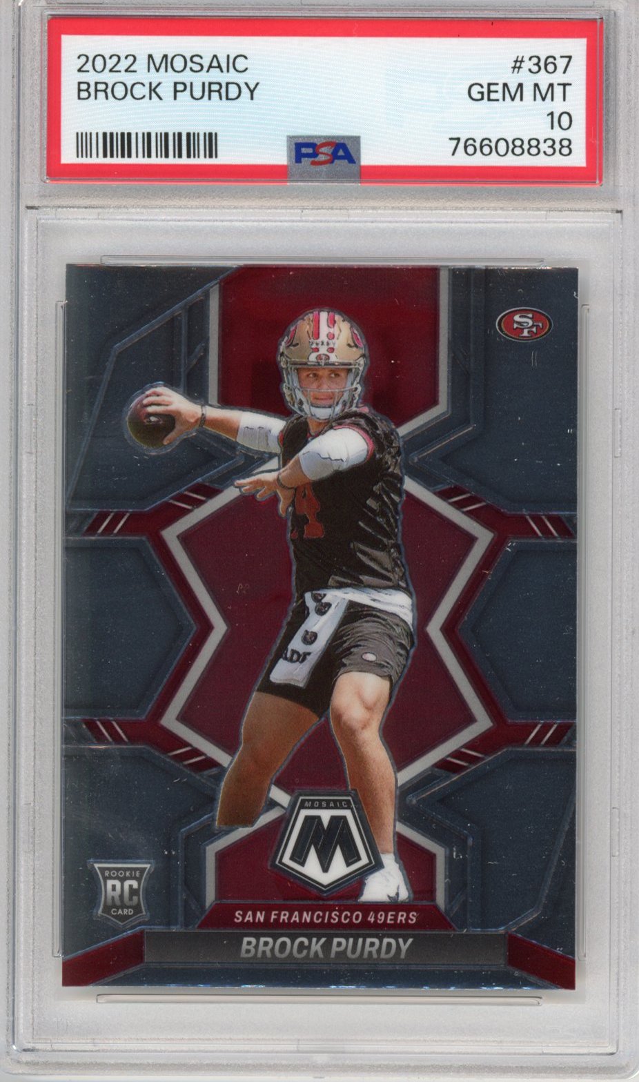 Graded 2022 Panini Mosaic Brock Purdy #367 Rookie RC Football Card PSA 10 Gem Mint