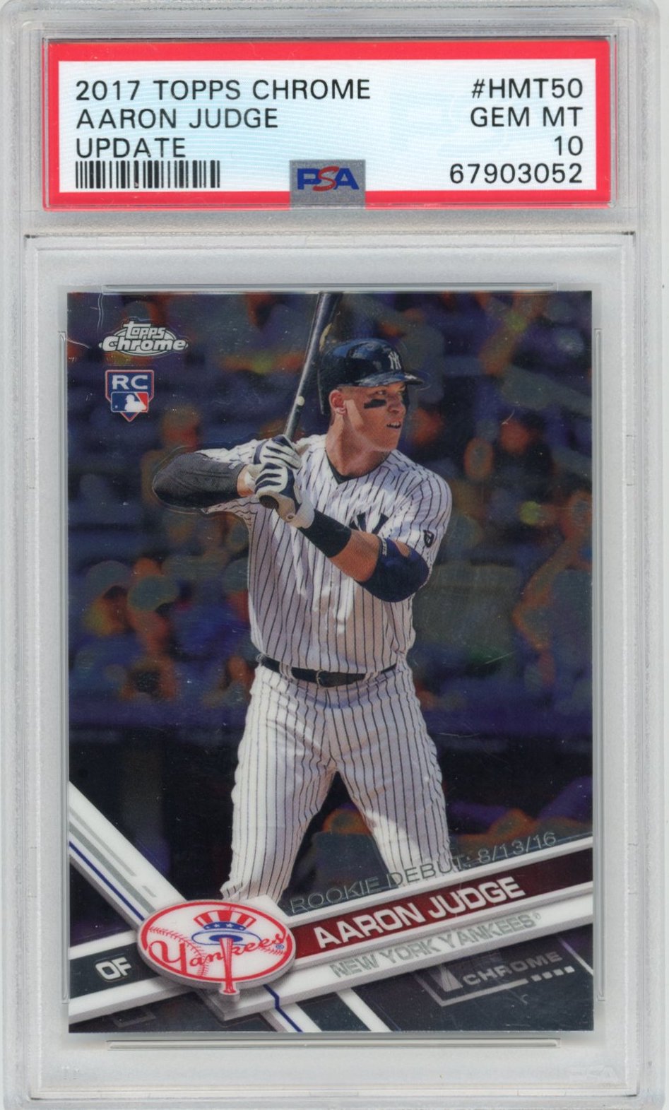 Graded 2017 Topps Chrome Aaron Judge #HMT50 Update Rookie RC Baseball Card PSA 10 Gem Mint