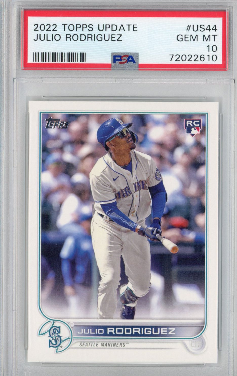 Graded 2022 Topps Update Julio Rodriguez #US44 Rookie RC Baseball Card PSA 10 Gem Mint
