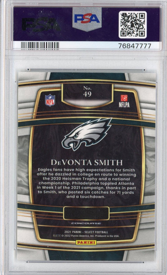 Graded 2021 Panini Select Devonta Smith #49 Concourse Rookie RC Football Card PSA 10