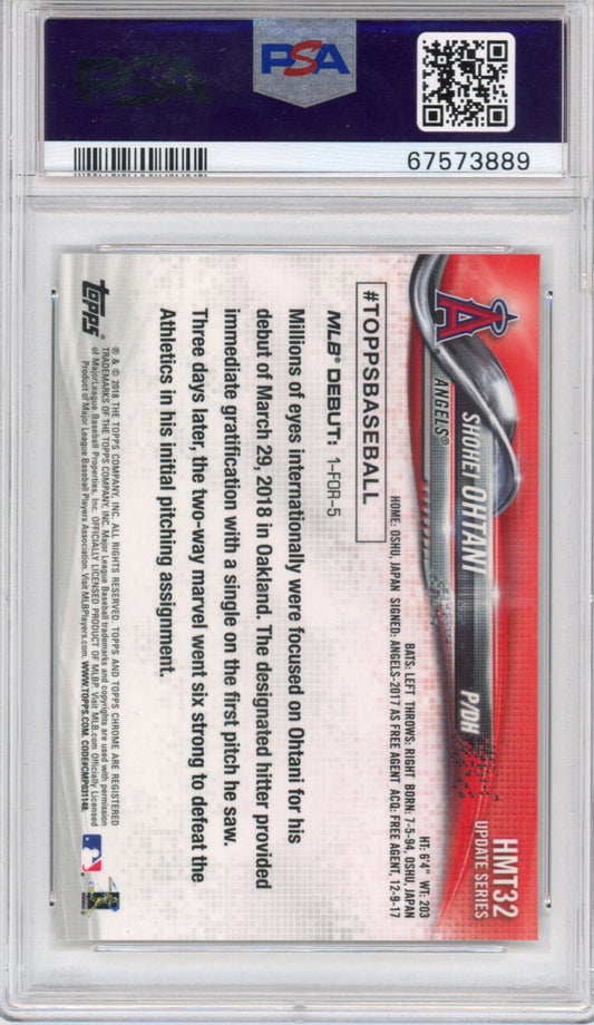 Graded 2018 Topps Chrome Update Shohei Ohtani #HMT32 Rookie RC Baseball Card PSA 10 Gem Mint