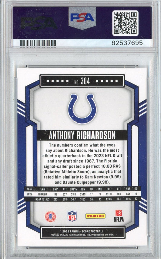 Graded 2023 Panini Score Anthony Richardson #304 Rookie RC Football Card PSA 10 Gem Mint