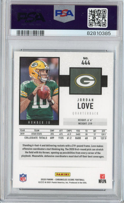 Graded 2020 Panini Chronicles Jordan Love #444 Score Rookie RC Football Card PSA 10 Gem Mint