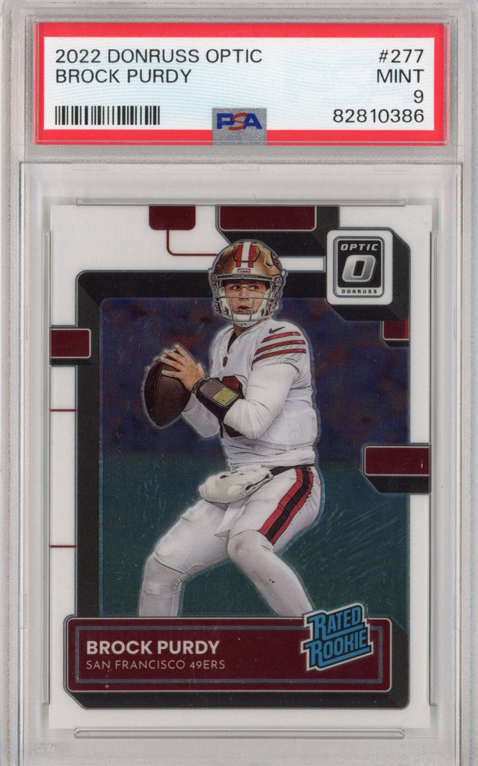 Graded 2022 Panini Donruss Optic Brock Purdy #277 Rookie RC Football Card PSA 9 Mint