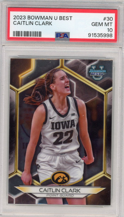 Graded 2023 Topps Bowman U Best Caitlin Clark #30 Rookie RC Basketball Card PSA 10 Gem Mint