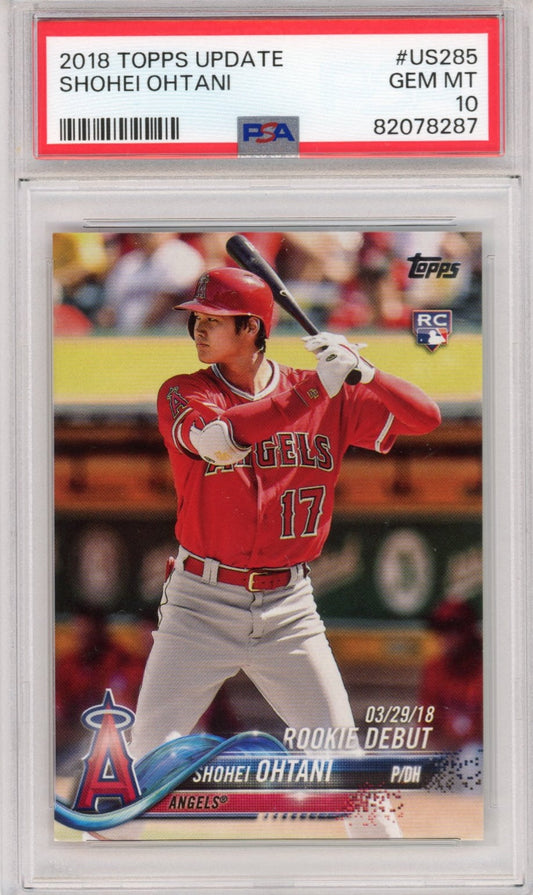 Graded 2018 Topps Update Shohei Ohtani #US285 Rookie RC Baseball Card PSA 10 Gem Mint