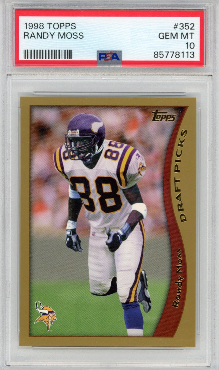 Graded 1998 Topps Randy Moss #352 Rookie RC Football Card PSA 10 Gem Mint