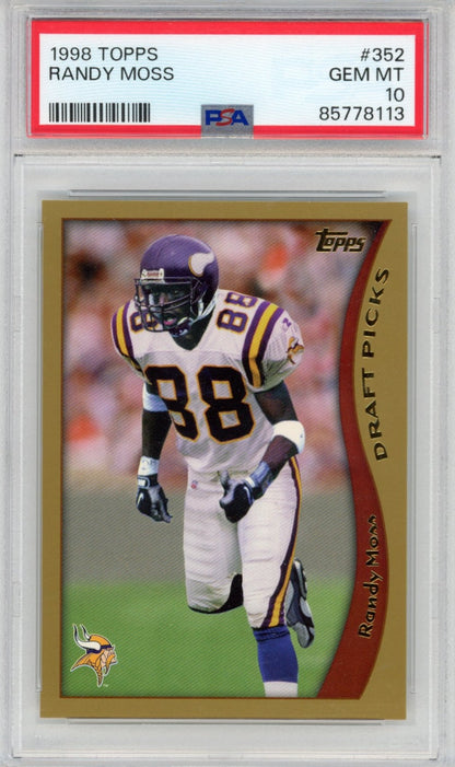 Graded 1998 Topps Randy Moss #352 Rookie RC Football Card PSA 10 Gem Mint
