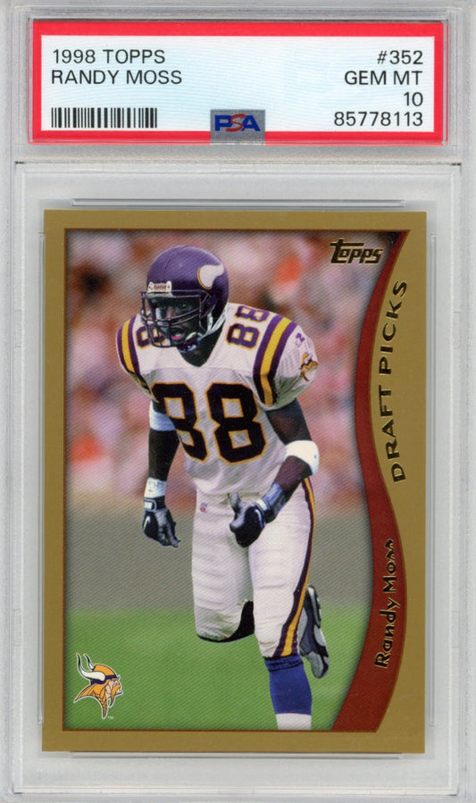 Graded 1998 Topps Randy Moss #352 Rookie RC Football Card PSA 10 Gem Mint