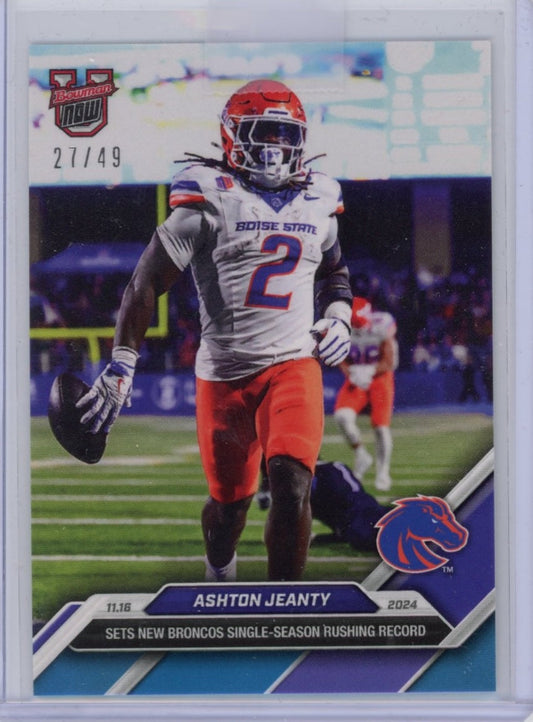 2024 Topps Bowman U Now Ashton Jeanty #43 Blue #/49 Boise State Broncos Rookie RC Football Card