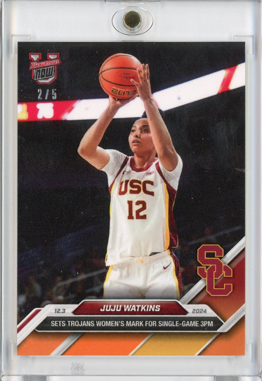 2024 Topps Bowman U Now JuJu Watkins #22 Orange #/5 USC Trojans Rookie RC Basketball Card