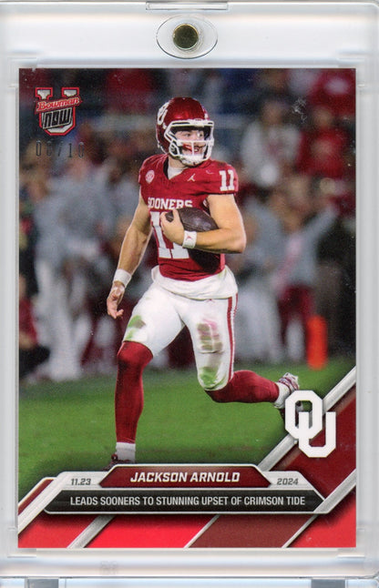 2024 Topps Bowman U Now Jackson Arnold #46 Red #/10 Oklahoma Sooners Rookie RC Football Card