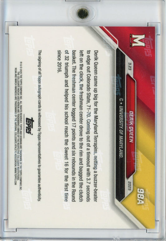 2024 Topps Bowman U Now Derik Queen #98A Red Auto /10 Rookie RC Basketball Card