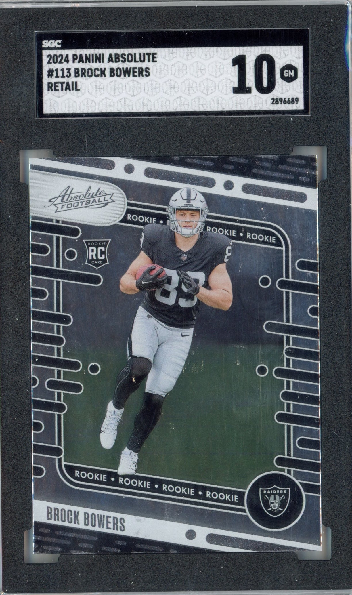 Graded 2024 Panini Absolute Brock Bowers #113 Retail Rookie RC Football Card SGC 10 Gem Mint