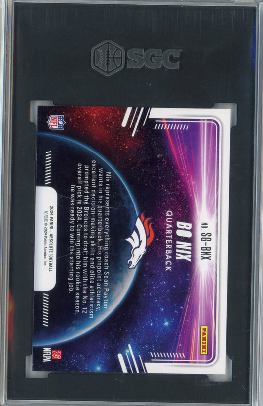 Graded 2024 Panini Absolute Bo Nix #SGBNX Star Gazing Rookie RC Football Card PSA 10 Gem Mint