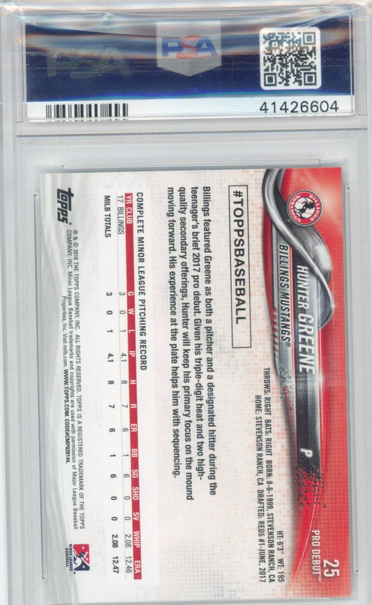 Graded 2018 Topps Pro Debut Hunter Greene #25 Pitching Rookie RC Baseball Card PSA 10 Gem Mint