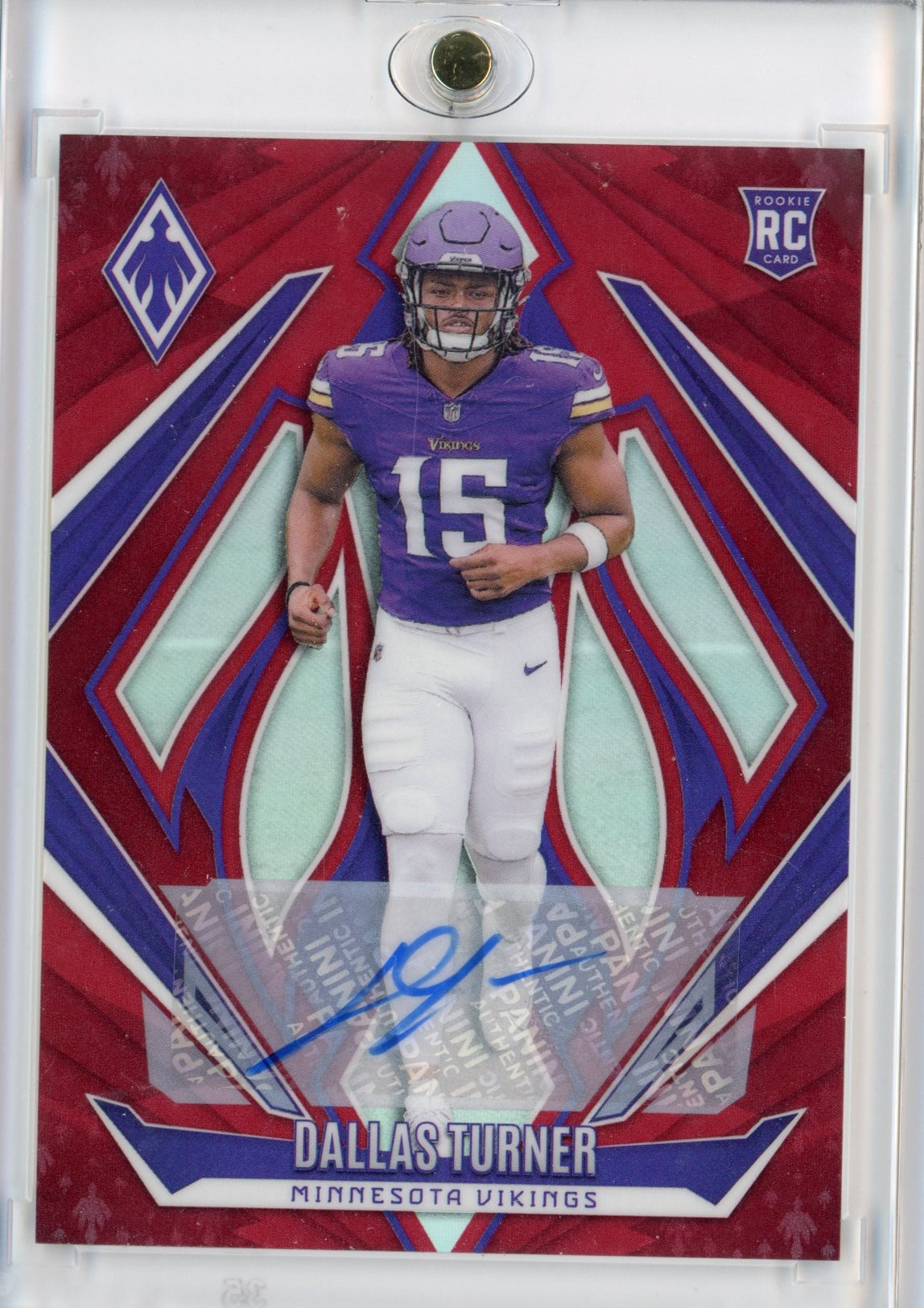 2024 Panini Phoenix Dallas Turner #174 Red Autograph /99 Rookie RC Football Card
