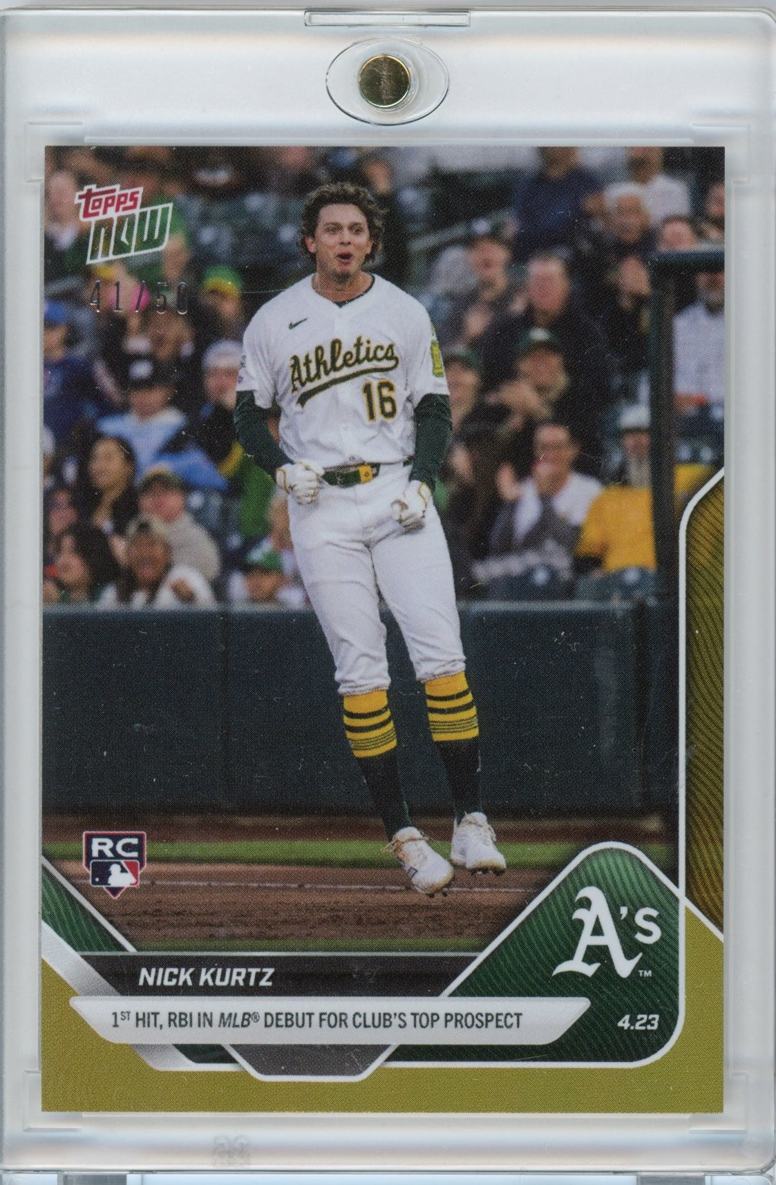 2025 Topps Now Nick Kurtz #101 Gold /50 Rookie RC Baseball Card