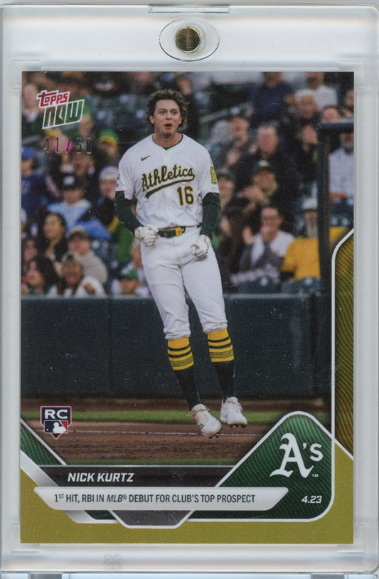 2025 Topps Now Nick Kurtz #101 Gold /50 Rookie RC Baseball Card