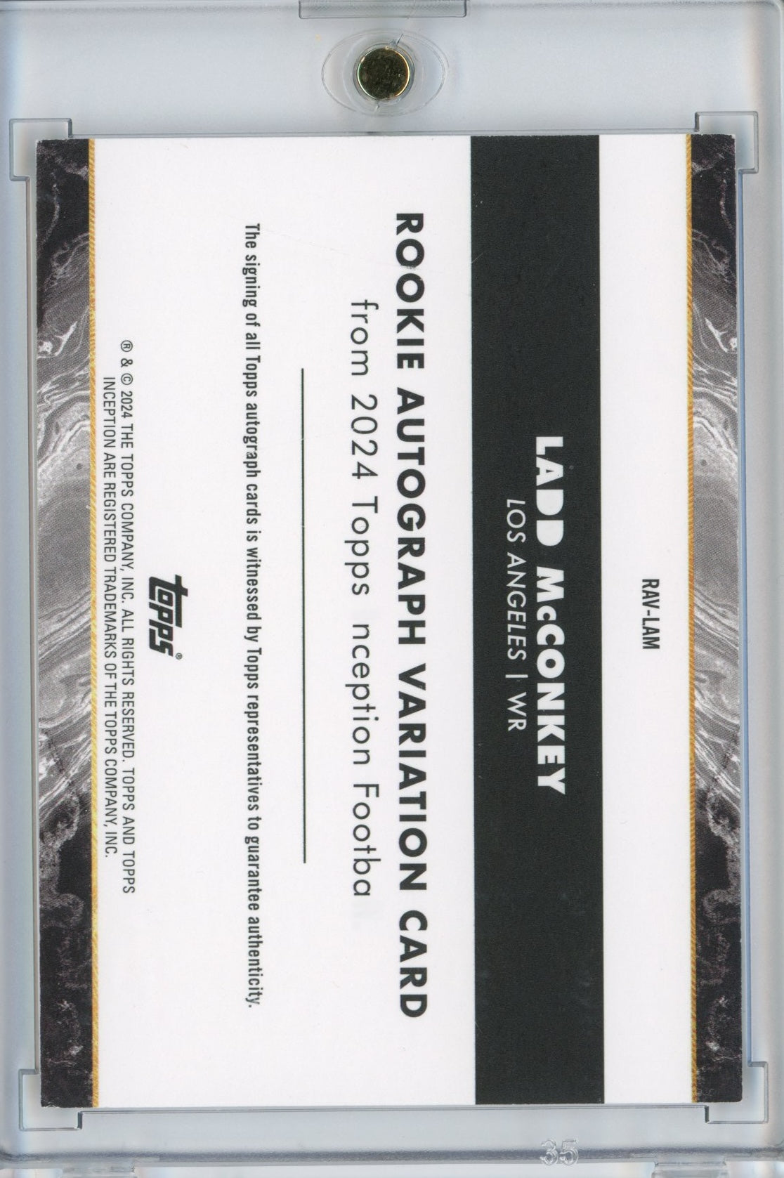 2024 Topps Inception Ladd McConkey #RAVLM Autograph Rookie RC Football Card