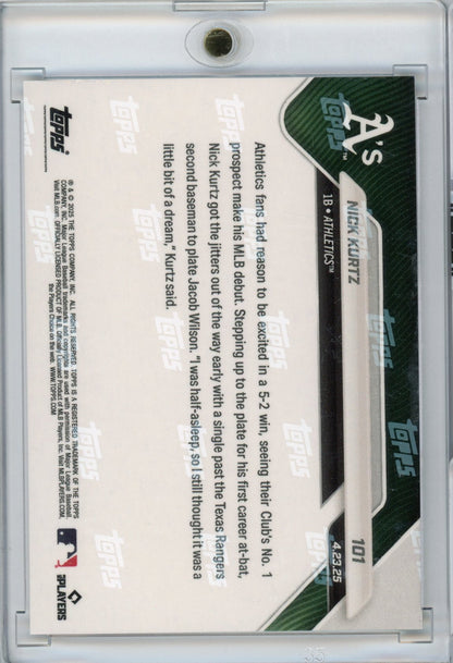 2025 Topps Now Nick Kurtz #101 Gold /50 Rookie RC Baseball Card