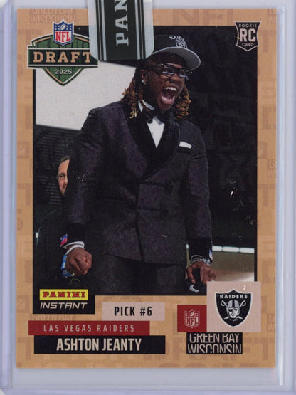 2025 Panini Instant NFL Ashton Jeanty #DN6 Draft Night Beige /25 Rookie RC Football Card