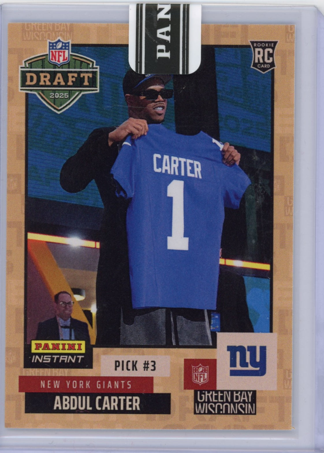 2025 Panini Instant NFL Abdul Carter #DN3 Draft Night Beige /25 Rookie RC Football Card