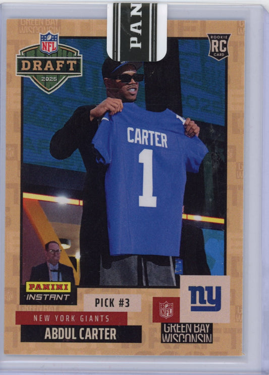 2025 Panini Instant NFL Abdul Carter #DN3 Draft Night Beige /25 Rookie RC Football Card