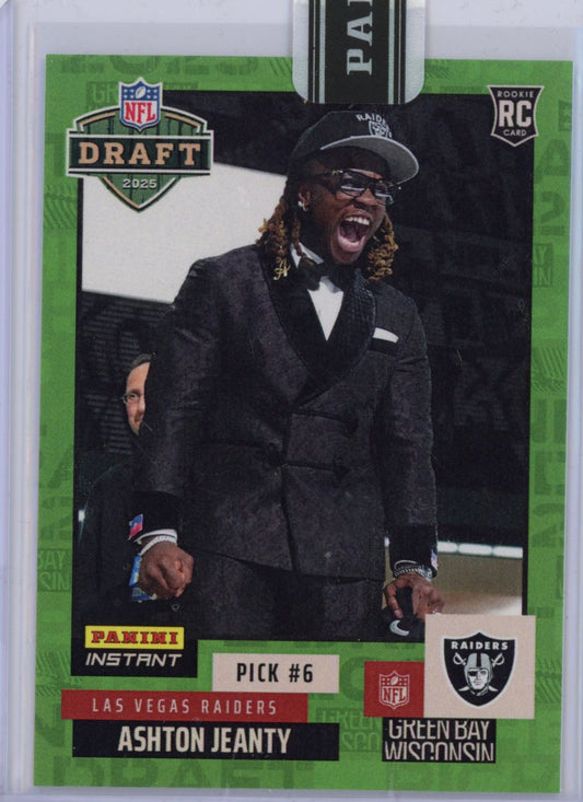2025 Panini Instant NFL Ashton Jeanty #DN6 Draft Night Green /5 Rookie RC Football Card