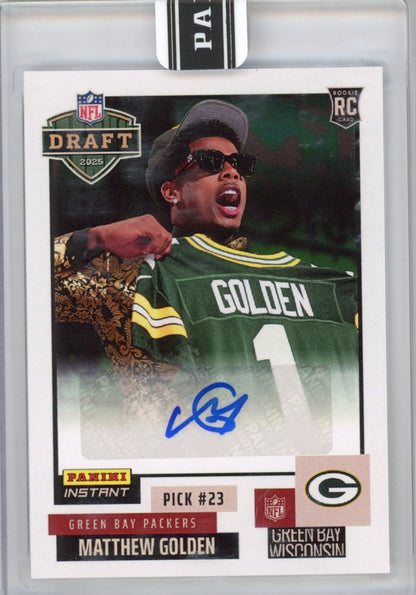 2025 Panini Instant NFL Matthew Golden #DN12 Draft Night Auto /99 Rookie RC Football Card
