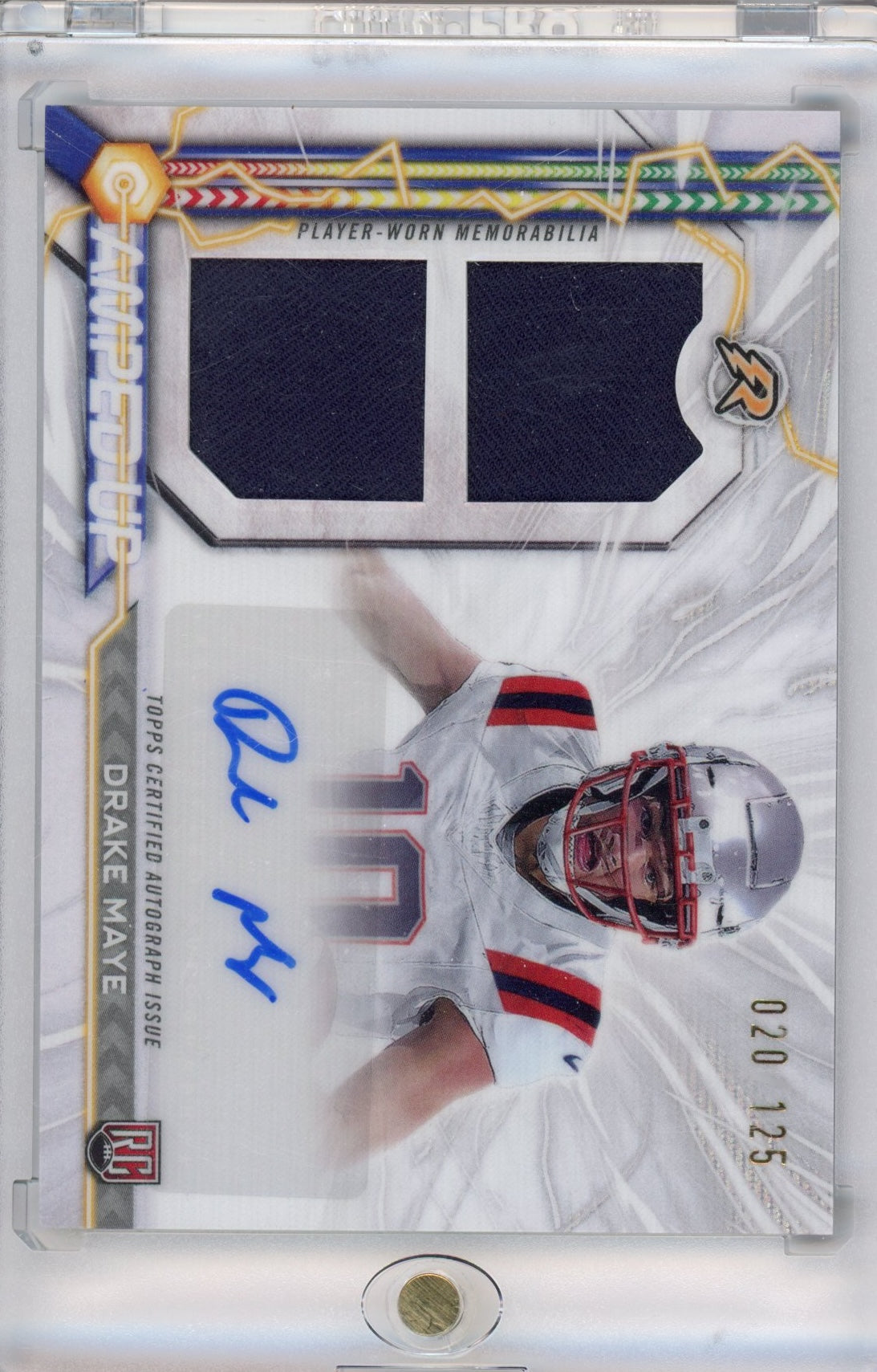 2024 Topps Resurgence Drake Maye #AUDM Amped Up Rookie Patch Auto /125 Rookie RC Football Card