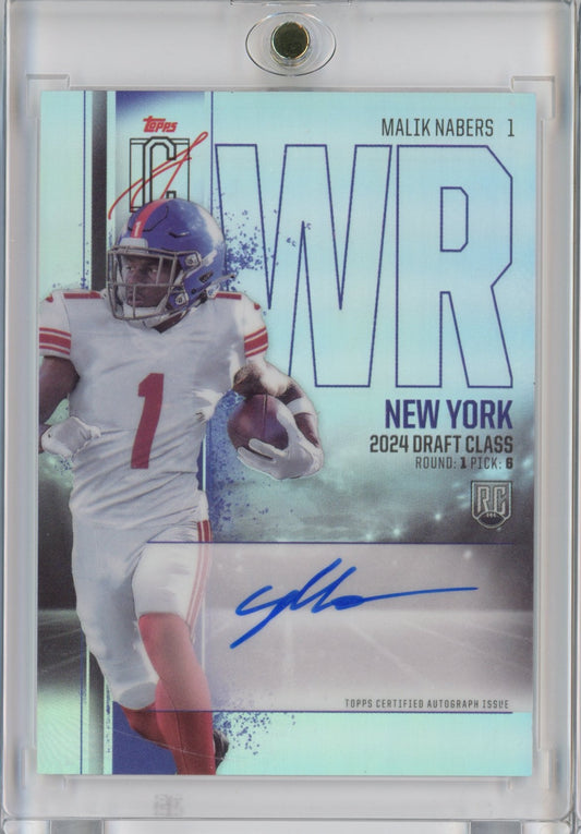 2024 Topps Malik Nabers #RCVMN Signature Class Chrome Autograph Variation Rookie RC Football Card