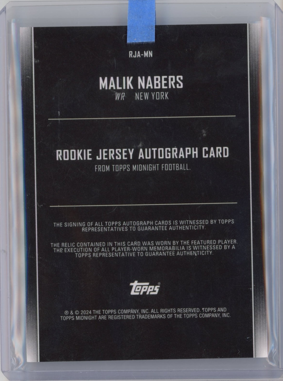2024 Topps Midnight Malik Nabers #RJAMN Rookie Jersey Autograph Rookie RC Football Card