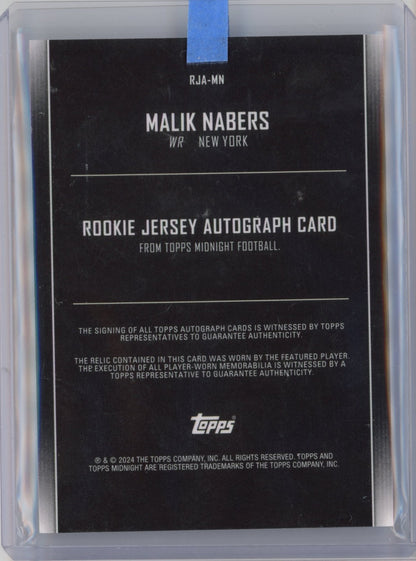 2024 Topps Midnight Malik Nabers #RJAMN Rookie Jersey Autograph Rookie RC Football Card