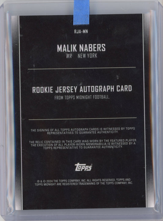 2024 Topps Midnight Malik Nabers #RJAMN Rookie Jersey Autograph Rookie RC Football Card