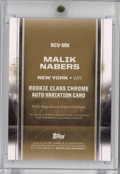 2024 Topps Malik Nabers #RCVMN Signature Class Chrome Autograph Variation Rookie RC Football Card