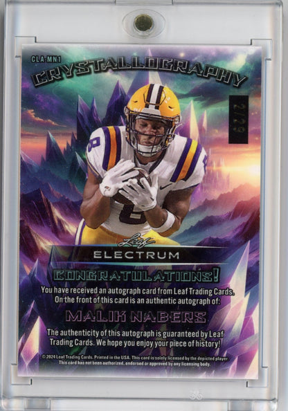 2024 Leaf Electrum Malik Nabers #CLAMN1 Bronze Crystallogoraphy Autograph /29 Rookie RC Football Card