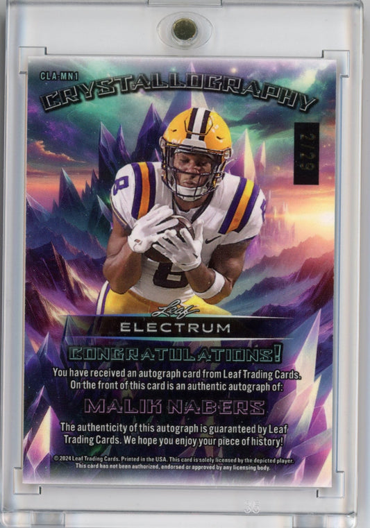 2024 Leaf Electrum Malik Nabers #CLAMN1 Bronze Crystallogoraphy Autograph /29 Rookie RC Football Card