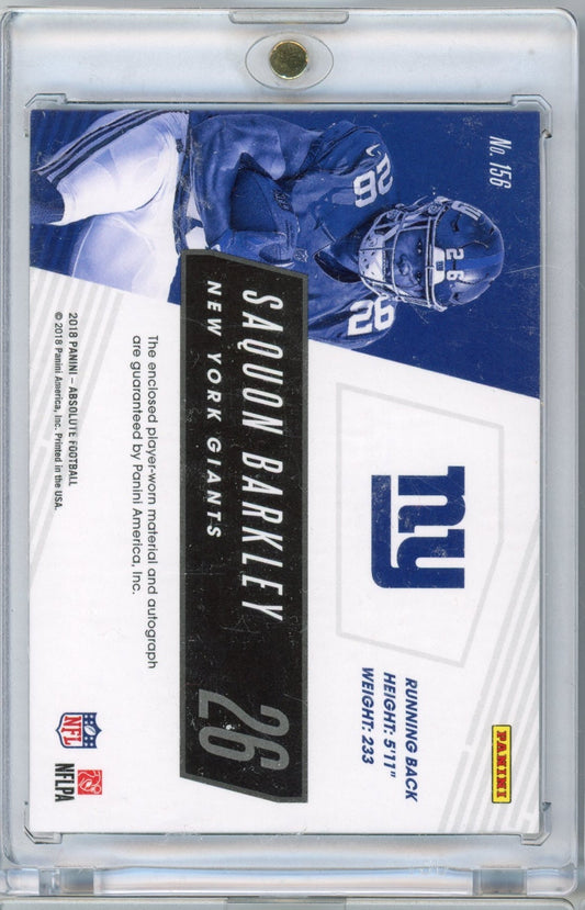 2018 Panini Absolute Saquon Barkley #156 Rookie Premiere Auto /99 Football Card