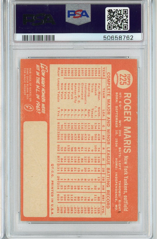 Graded 1964 Topps Roger Maris #225 Baseball Card PSA 6 EX-MT