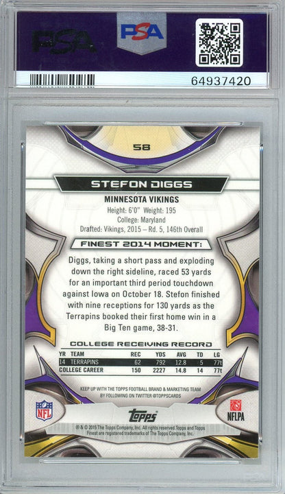 Graded 2015 Topps Finest Stefon Diggs #58 Xfractor Rookie RC Football Card PSA 10 Gem Mint